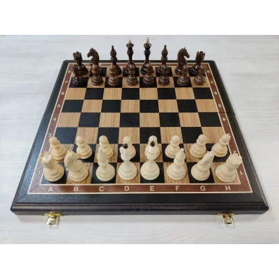 Шахматы подарочные черное дерево/дуб c утяжеленными фигурами из граба