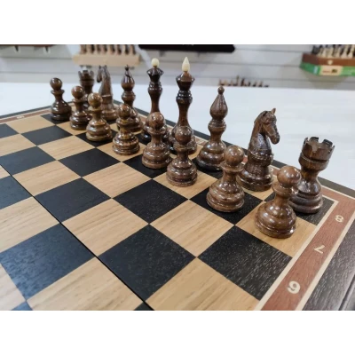 Шахматы подарочные черное дерево/дуб c утяжеленными фигурами из граба