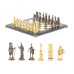 Шахматы подарочные из бронзы Спартанцы доска из камня 40х40 см