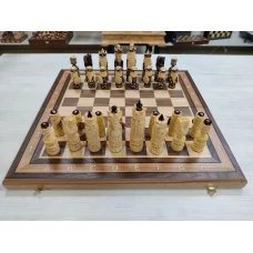  Шахматы резные ручной работы Богатыри из ореха и липы