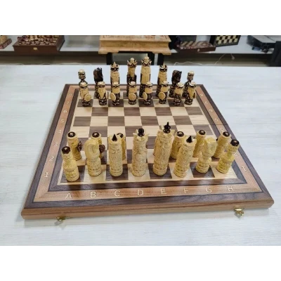  Шахматы резные ручной работы Богатыри из ореха и липы