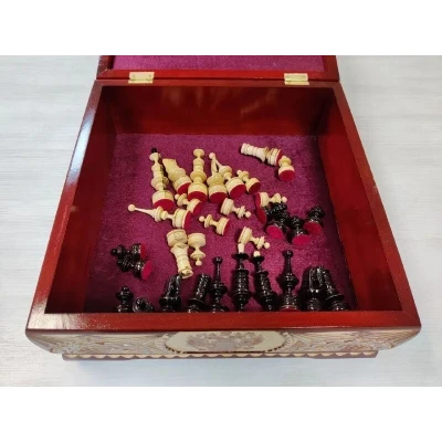 Шахматы резные ручной работы в ларце Клен презент большие