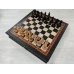 Шахматы на подарочной доске Люкс из мореного дуба и ясеня с утяжеленными фигурами из бука 45 на 45 см