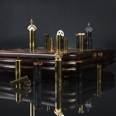 Шахматы Стимпанк из оружейных гильз