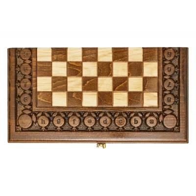 Шахматы + нарды резные с гранатами 60, Haleyan