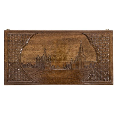 Нарды резные Красная площадь с ручкой большие, Haleyan