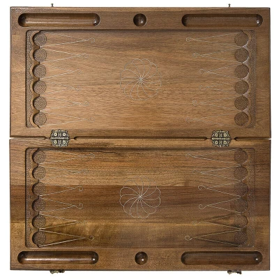 Нарды резные Армянский узор с серебром большие, Haleyan