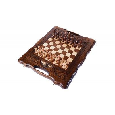 Шахматы + нарды резные с Араратом 30 с ручкой, Haleyan