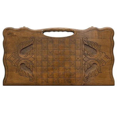 Нарды резные Волк с ручкой 60, Haleyan