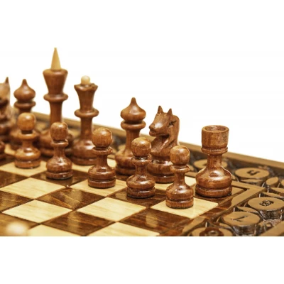 Шахматы + нарды резные с гранатами 60, Haleyan