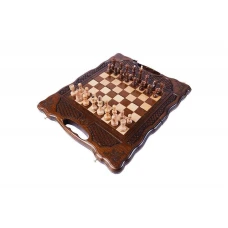 Шахматы + нарды резные 139 с ручкой 30, Haleyan