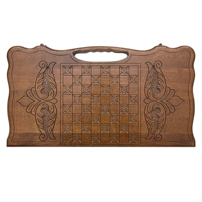 Нарды резные Самсон и лев с ручкой большие, Haleyan