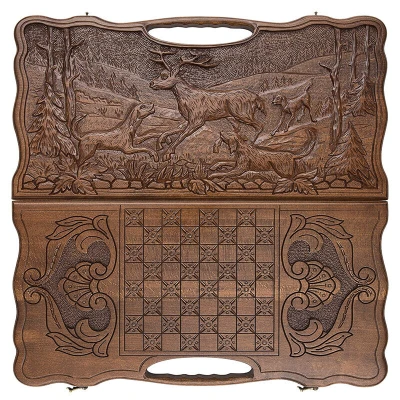 Нарды резные Собачья охота большие, Haleyan