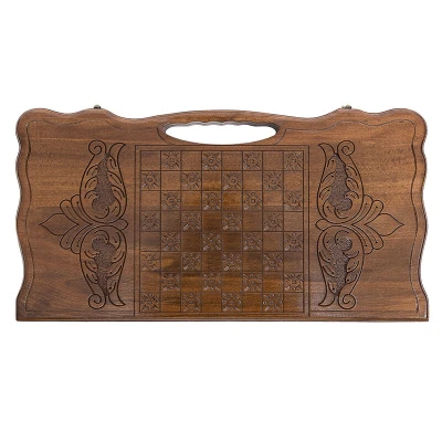 Нарды резные Корабль-2 с ручкой большие, Haleyan