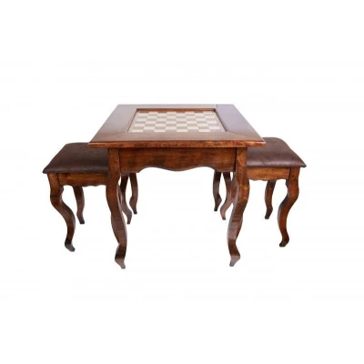 Стол ломберный шахматный Классический, 2 табурета, Ustyan