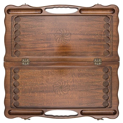 Нарды резные Самсон и лев с ручкой большие, Haleyan