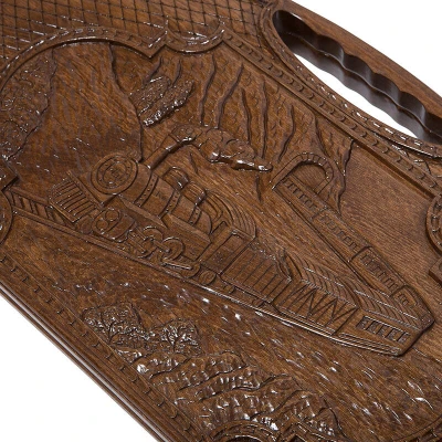 Нарды резные Паровоз с ручкой большие, Haleyan