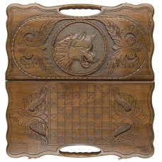 Нарды резные Волк с ручкой 60, Haleyan