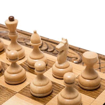 Шахматы + нарды резные средние