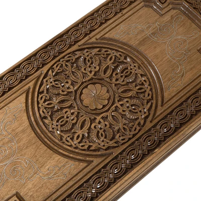 Нарды резные Армянский узор с серебром большие, Haleyan