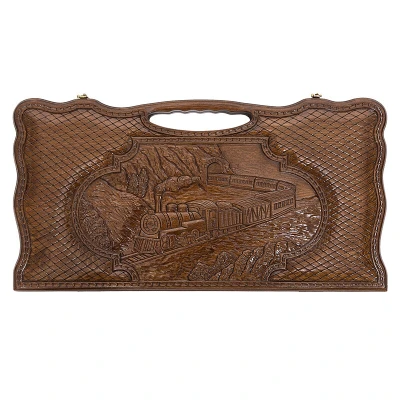 Нарды резные Паровоз с ручкой большие, Haleyan