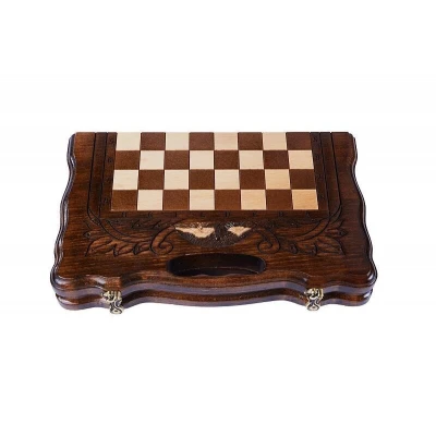 Шахматы + нарды резные с Араратом 30 с ручкой, Haleyan