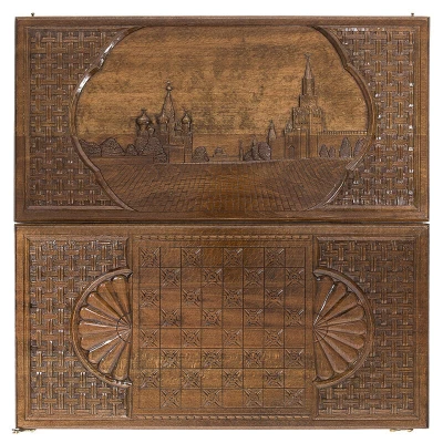 Нарды резные Красная площадь с ручкой большие, Haleyan