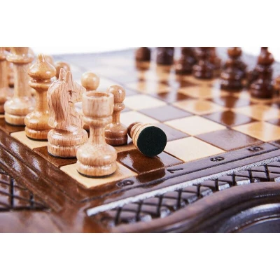 Шахматы + нарды резные 139 с ручкой 30, Haleyan