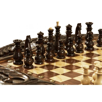 Шахматы резные в ларце Круг Света 50, Haleyan