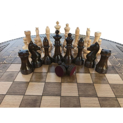 Шахматы + нарды резные Круглые 60, Mkhitaryan