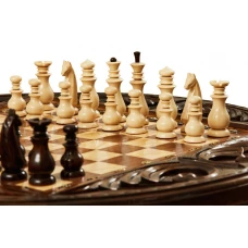 Шахматы резные в ларце Круг Света 50, Haleyan